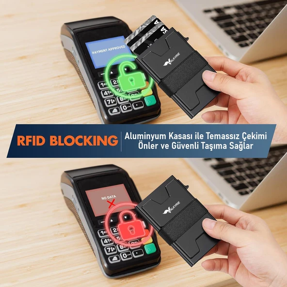 Valkyrie Akıllı Mekanizmalı Karbon Fiber Kasa RFID Korumalı Cüzdan Kredi Kartlık 15 Kart Kapasiteli Kartlık Siyah - 3