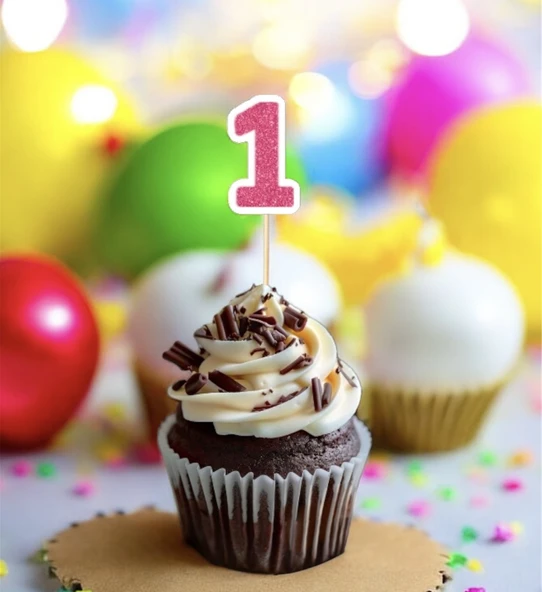 1 Bir Yaş Doğum Günü Süsü Çıkartmaları SİMLİ 15 ADET PARTİ MALZEMELERİ - 4