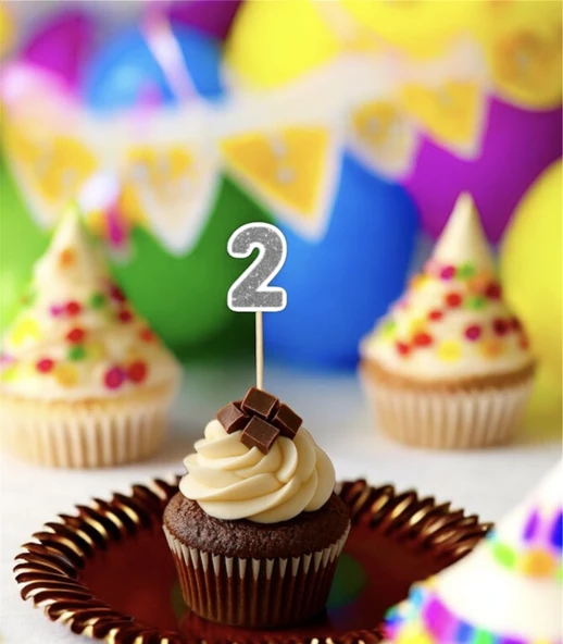 2 İki Yaş Doğum Günü Süsü Çıkartmaları SİMLİ 15 ADET PARTİ MALZEMELERİ - 6