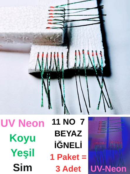 Eagenset Çapari, İstavrit Çaparisi, Ultraviyole Uv Neon Seçenekli 11 No Beyaz 7 İğneli, 3lü Paket - Resim 7