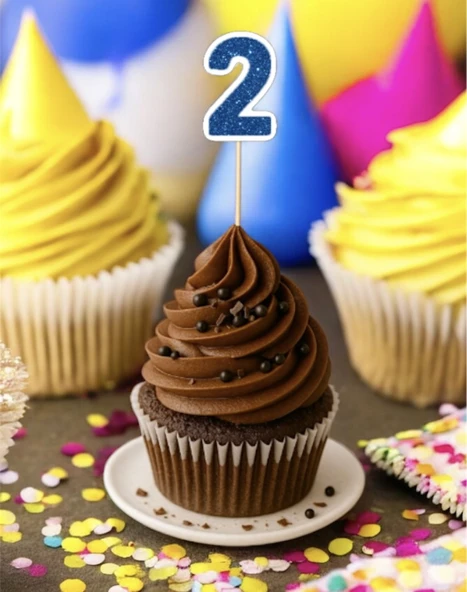 2 İki Yaş Doğum Günü Süsü Çıkartmaları SİMLİ 15 ADET PARTİ MALZEMELERİ - 8