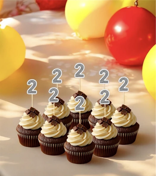 2 İki Yaş Doğum Günü Süsü Çıkartmaları SİMLİ 15 ADET PARTİ MALZEMELERİ - 5