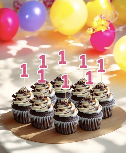 1 Bir Yaş Doğum Günü Süsü Çıkartmaları SİMLİ 15 ADET PARTİ MALZEMELERİ - 3