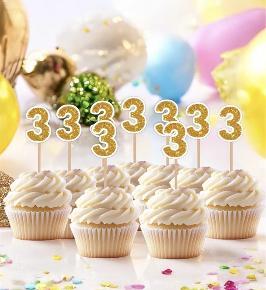 3 Üç Yaş Doğum Günü Süsü Çıkartmaları SİMLİ 15 ADET PARTİ MALZEMELERİ - 3