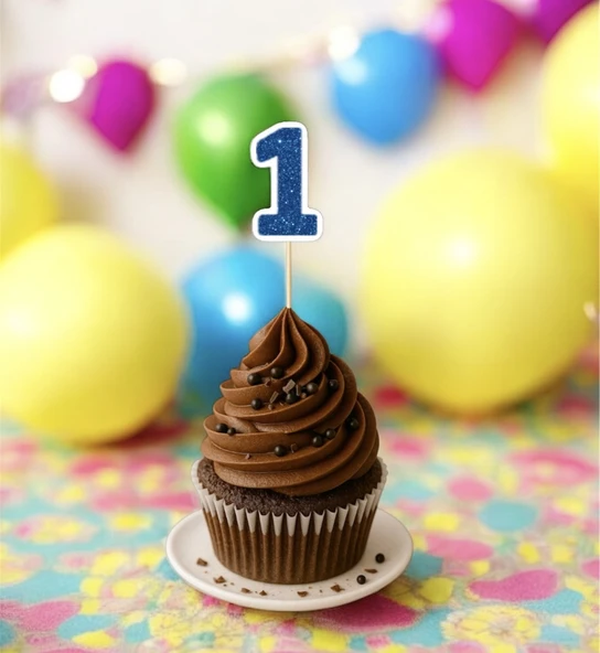 1 Bir Yaş Doğum Günü Süsü Çıkartmaları SİMLİ 15 ADET PARTİ MALZEMELERİ - 6