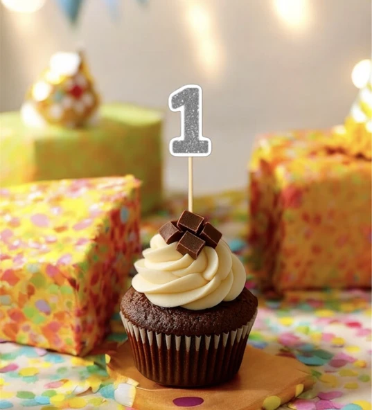 1 Bir Yaş Doğum Günü Süsü Çıkartmaları SİMLİ 15 ADET PARTİ MALZEMELERİ - 2