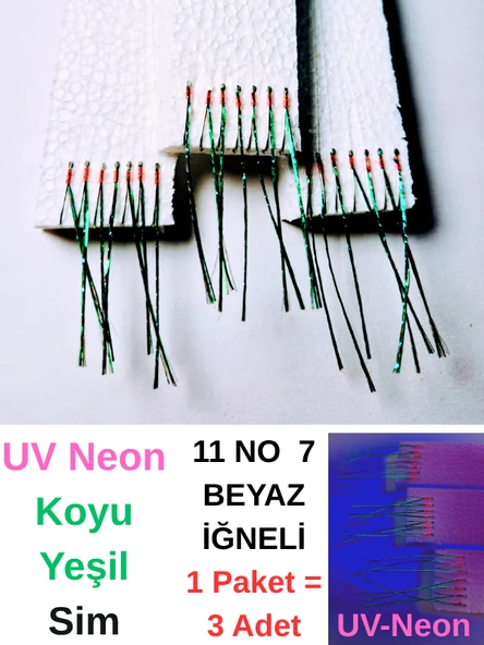 Eagenset Çapari, İstavrit Çaparisi, Ultraviyole Uv Neon Seçenekli 11 No Beyaz 7 İğneli, 3lü Paket - Resim 5
