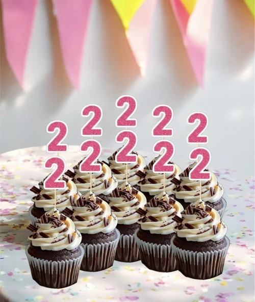 2 İki Yaş Doğum Günü Süsü Çıkartmaları SİMLİ 15 ADET PARTİ MALZEMELERİ - 3