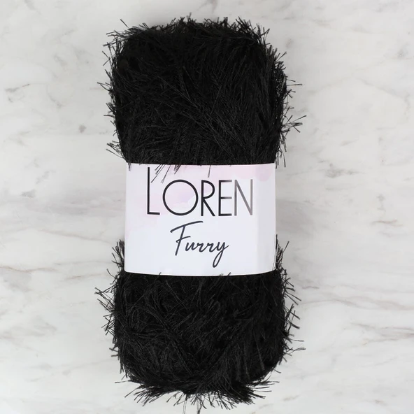 Loren Furry Siyah El Örgü İpi - RF1001 - 34066 ürün görseli 1