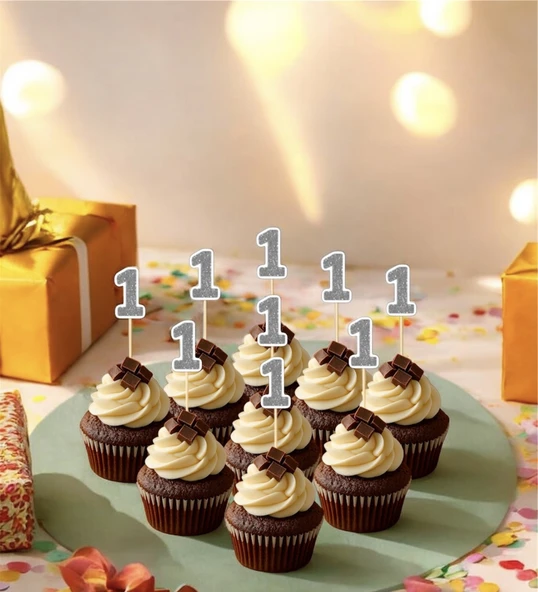 1 Bir Yaş Doğum Günü Süsü Çıkartmaları SİMLİ 15 ADET PARTİ MALZEMELERİ