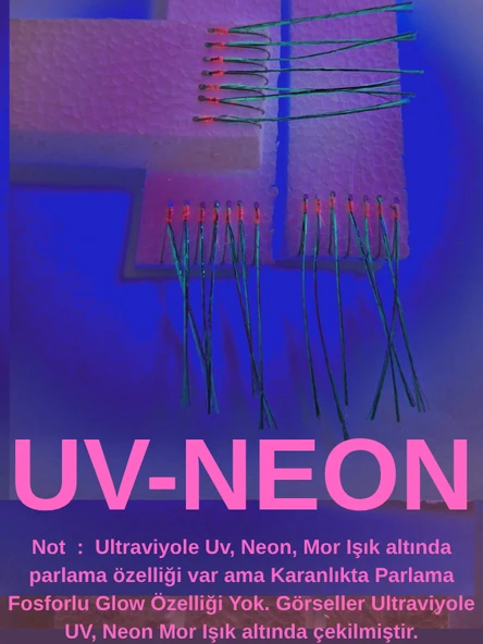 Eagenset Çapari, İstavrit Çaparisi, Ultraviyole Uv Neon Seçenekli 11 No Beyaz 7 İğneli, 3lü Paket - Resim 8