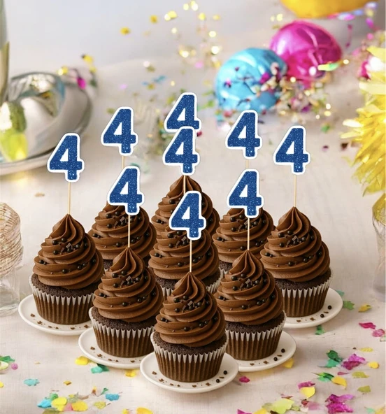 4 Dört Yaş Doğum Günü Süsü Çıkartmaları SİMLİ 15 ADET PARTİ MALZEMELERİ - 7