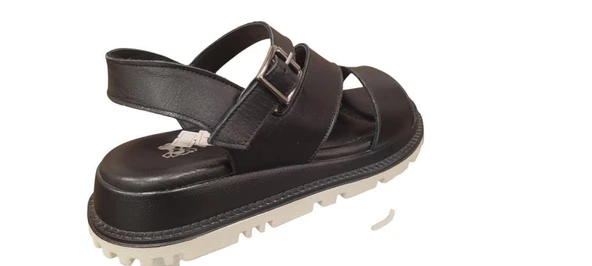 VENÜS 25470015Y KALIN TABAN ORTOPEDİK DERİ KADIN SANDALET - Resim 6