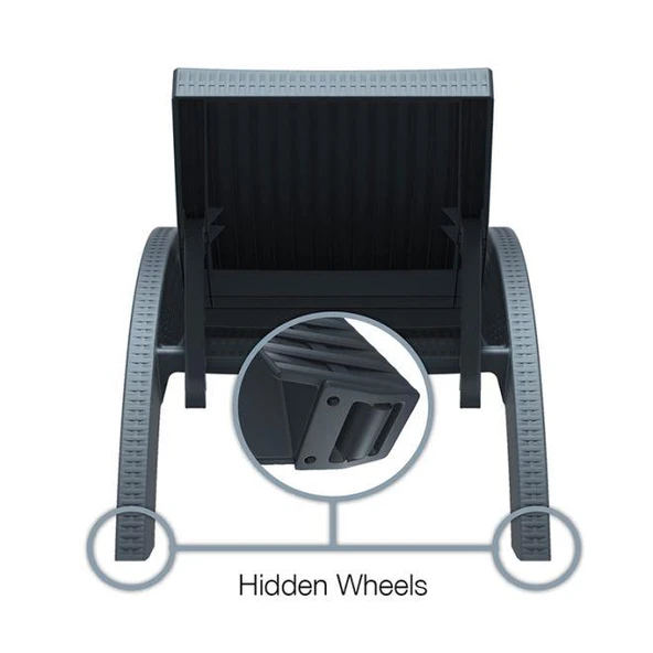 Omnipazar TRK-860 Siesta Fiji Bej Minderli Rattan Desenli Ayarlanabilir Lüks Şezlong Koyu Gri 2'li Set - 5