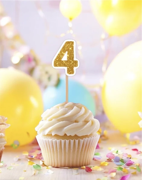 4 Dört Yaş Doğum Günü Süsü Çıkartmaları SİMLİ 15 ADET PARTİ MALZEMELERİ - 2