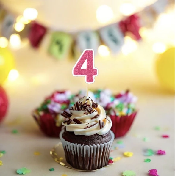 4 Dört Yaş Doğum Günü Süsü Çıkartmaları SİMLİ 15 ADET PARTİ MALZEMELERİ - 4