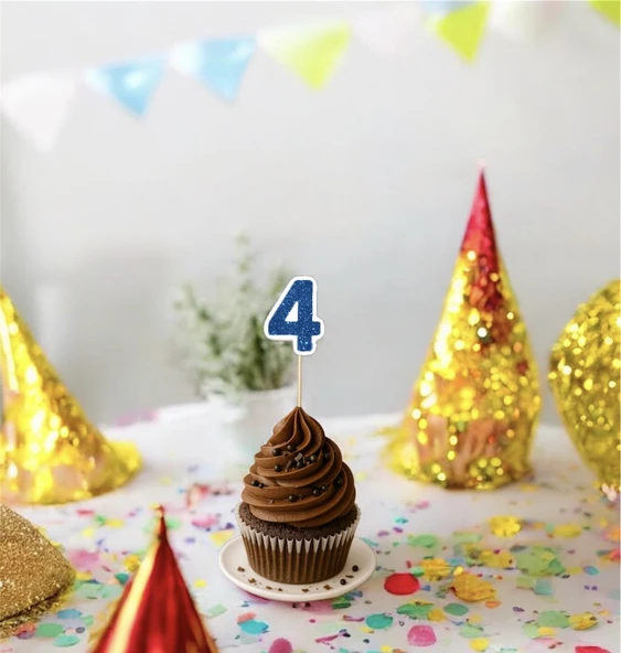4 Dört Yaş Doğum Günü Süsü Çıkartmaları SİMLİ 15 ADET PARTİ MALZEMELERİ - 8