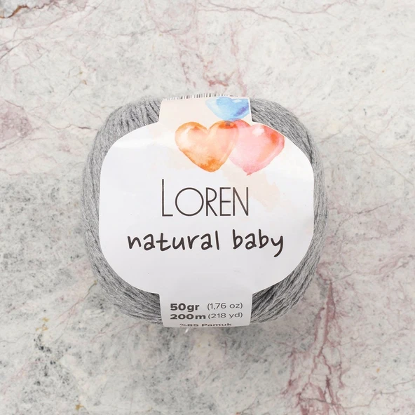 Loren Natural Baby Açık Gri El Örgü İpi - R079 - 33827 ürün görseli 1