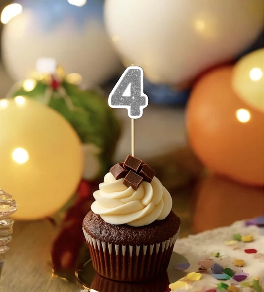 4 Dört Yaş Doğum Günü Süsü Çıkartmaları SİMLİ 15 ADET PARTİ MALZEMELERİ - 6