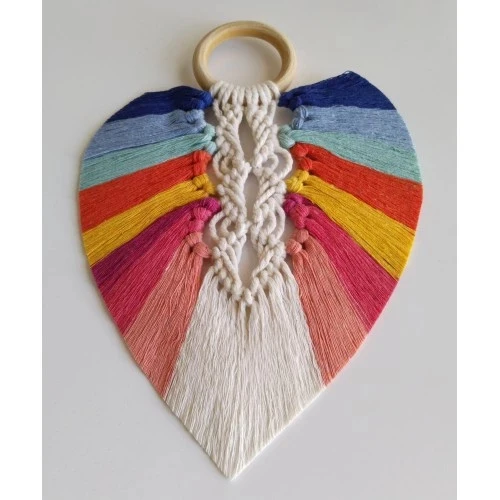 Yedi Çakra Renklerinde Yaprak Makrome Duvar Dekoru - 2