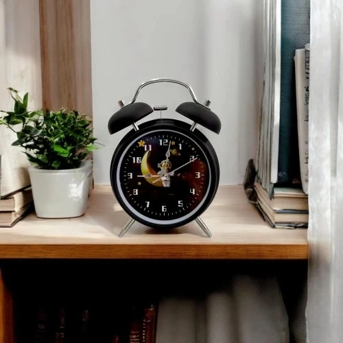 Astronot Tasarımlı Metal Siyah Masa Üstü Alarmlı Çalar Saat - 4