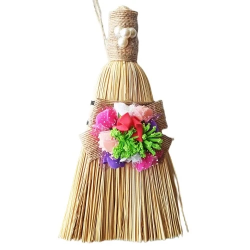 Çiçekli İnci Boncuklu Mini Boy Çalı Süpürgesi Nostaljik Duvar Dekoru - 2