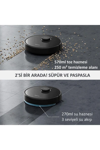 Bot D9 Max Robot Süpürge Vakum Ve Paspas Robot Süpürge - Resim 2