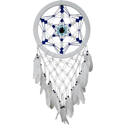 Nazar Boncuğu Renklerinde Yıldız Motifli Büyük Boy Düş Kapanı Duvar Dekoru - 4