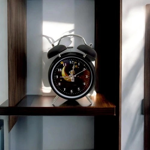 Astronot Tasarımlı Metal Siyah Masa Üstü Alarmlı Çalar Saat - 2