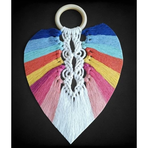 Yedi Çakra Renklerinde Yaprak Makrome Duvar Dekoru - 3