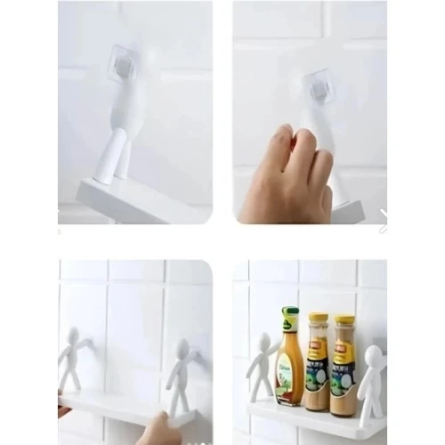 İnsan Figürlü Yapışkanlı Çok Amaçlı Duvar Rafı - 4