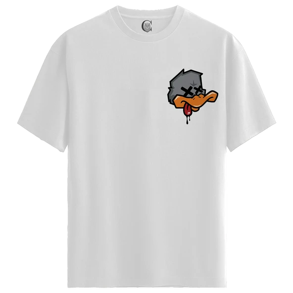 Drip Duck - %100 Pamuklu Kadın Beyaz Tişört - Premium Quality