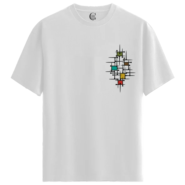 Grid Pulse - %100 Pamuklu Kadın Beyaz Tişört - Premium Quality ürün görseli 1