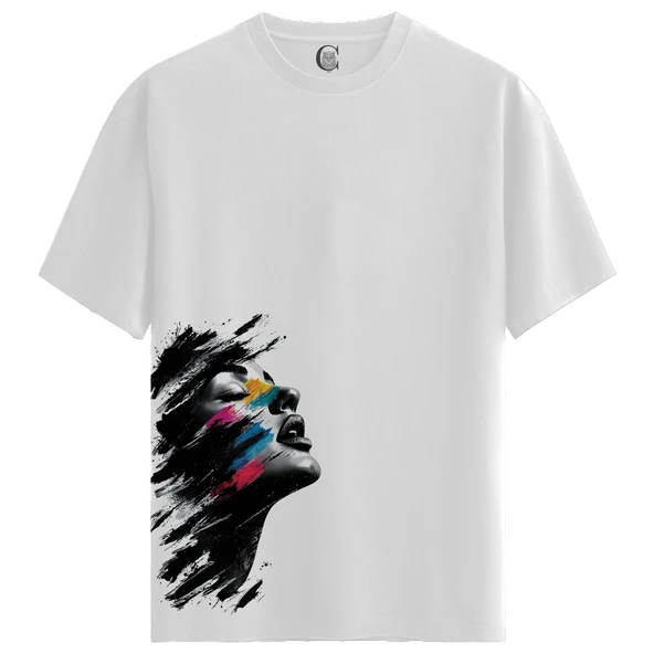 Scream in Color - %100 Pamuklu Kadın Beyaz Tişört - Premium Quality - 1