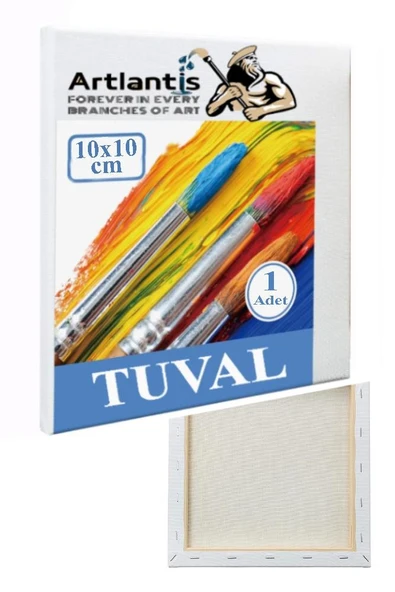 Mini Şövale 10x10 cm Tuval 3 ml Akrilik Boya 12 Renk ve Fırça 2 Adet 10x10 Mini Tuval Masaüstü Küçük Şövale Boyama Seti - 2