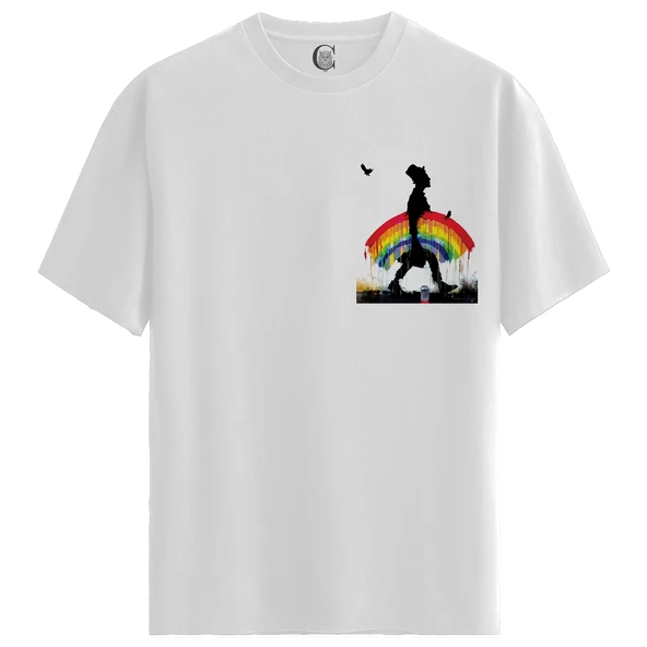 Painted Walk - %100 Pamuklu Erkek Beyaz Tişört - Premium Quality ürün görseli 1