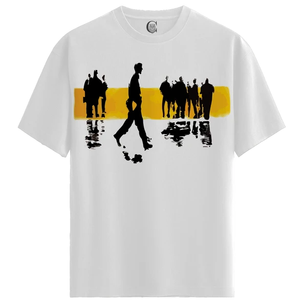 Walk Alone - %100 Pamuklu Erkek Beyaz Tişört - Premium Quality - 1