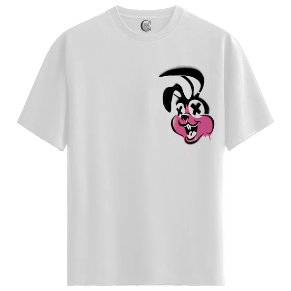 Twisted Bunny - %100 Pamuklu Kadın Beyaz Tişört - Premium Quality ürün görseli 1