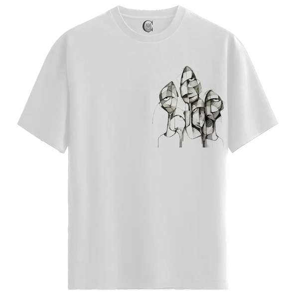 Faded Voices - %100 Pamuklu Kadın Beyaz Tişört - Premium Quality ürün görseli 1