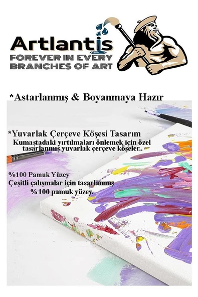 Mini Şövale 20x20 cm Tuval 3 ml Akrilik Boya 6 Renk ve Fırça 2 Adet 20x20 Mini Tuval Masaüstü Küçük Şövale Boyama Seti - 5