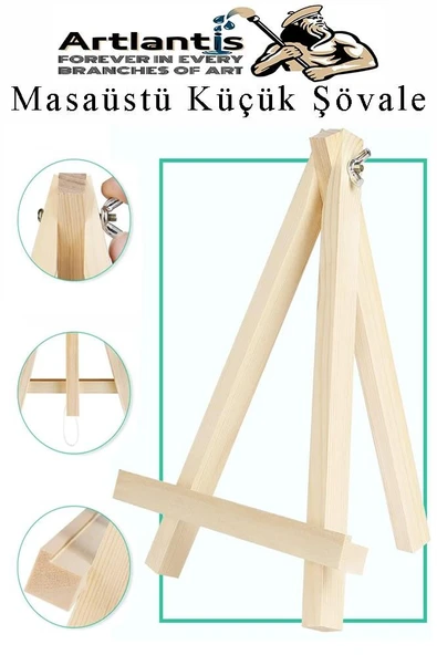 Mini Şövale 20x20 cm Tuval 3 ml Akrilik Boya 12 Renk ve Fırça 2 Adet 20x20 Mini Tuval Masaüstü Küçük Şövale Boyama Seti - 8