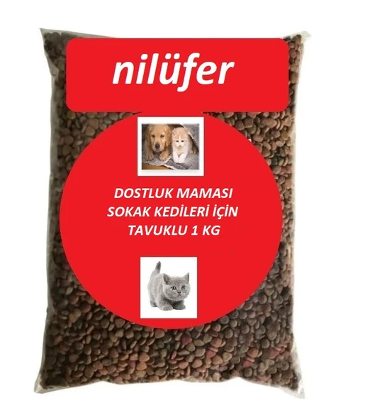 Nilüfer Dostluk Maması Sokak Kedileri İçin Tavuklu Kedi Maması 1 KG