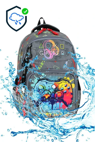 İlkokul Çantası 3'lü Set 42*30 Cm Beslenme Çantası Kalem Kutusu Ortopedik Gamer Erkek Çocuk - 3