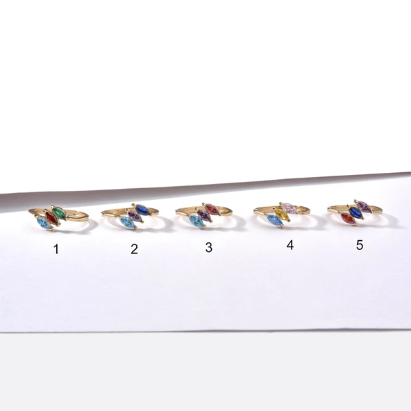 14 Ayar Altın Kaplama Markiz Renkli Taşlı Yüzük - RS00105 - 3