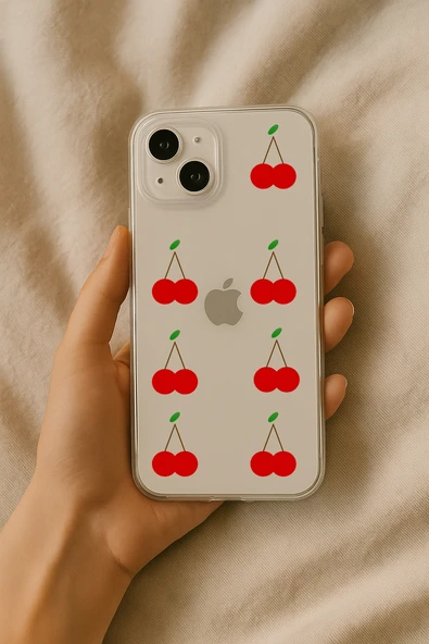 Xiaomi Redmi Note 9 Pro Max Cherry Baskılı Şeffaf Silikon Kılıf ürün görseli 1