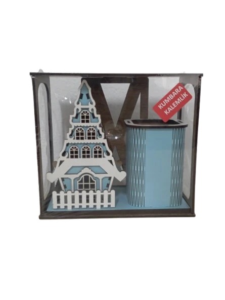 Volee Craft Dekoratif Ev Kumbara + Kalemlik Köşk