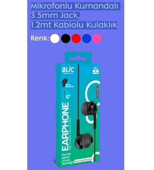Mikrofonlu Kumandalı 3,5mm Jack, 1,2mt Kablolu Kulaklık ürün görseli 1