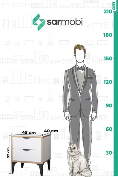 SARMOBİ Arden 2 Çekmeceli Komodin - 6