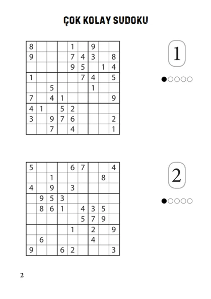 Çok Kolay  Kolay Sudoku Kitabı 320 Sudoku Cevaplarıyla - Resim 2