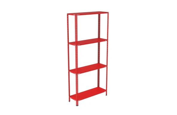 4 Katlı Renkli Çelik Raf, Depo Arşiv Kiler Rafı  Turuncu 31x75 cm 150 cm 0.70 mm - 2